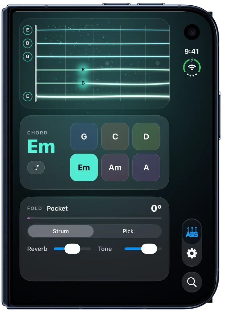 The outer display of iPhone Duo with the E minor chord