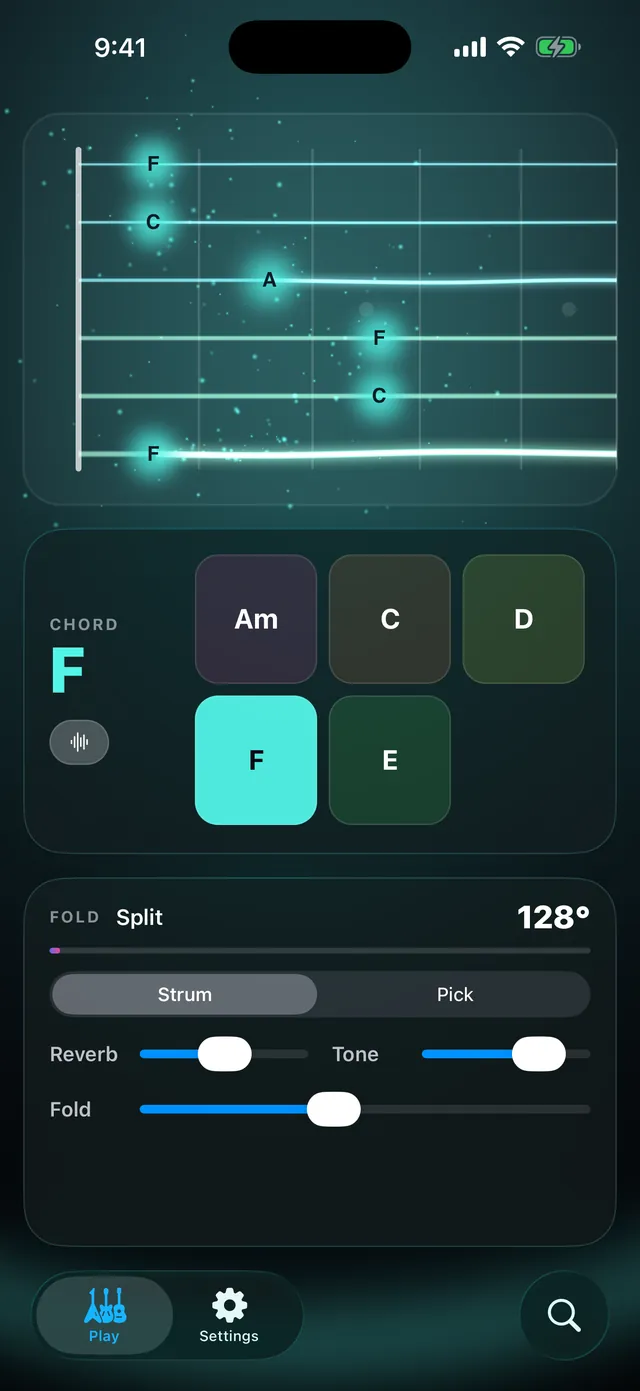 House of the Rising Sun playing, the F major chord lit on the pad